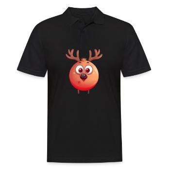 Rundes Rentier-Weihnachtskugel Comic Design - Männer Poloshirt - Schwarz - Vorne - Kai (181cm)