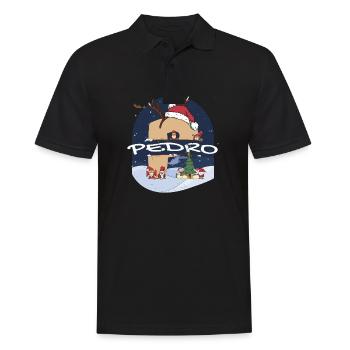 Awesome Pedro Name w Santa Hat in Xmas Theme - Men's Polo Shirt - black - Front - Kai (181cm)