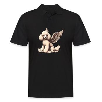 Caniche Vintage en Costume d’ange avec des ailes - Polo Homme - noir - Devant - Kai (181cm)
