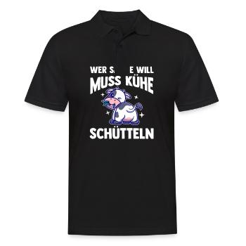 Kuh Bauernhof Kuhbauer Landwirt Rind Kühe - Männer Poloshirt - Schwarz - Vorne - Kai (181cm)