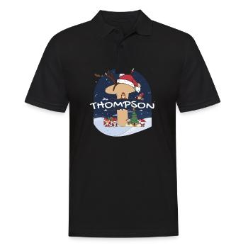 Toller Thompson-Name mit Weihnachtsmütze im Weihnachtsthema - Männer Poloshirt - Schwarz - Vorne - Kai (181cm)