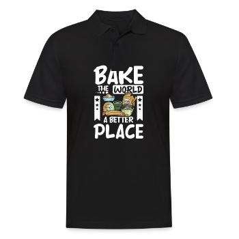 Bake the world a better place - Men's Polo Shirt - black - Front - Kai (181cm)