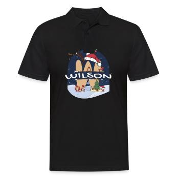 Toller Wilson-Name mit Weihnachtsmütze im Weihnachtsthema - Männer Poloshirt - Schwarz - Vorne - Kai (181cm)