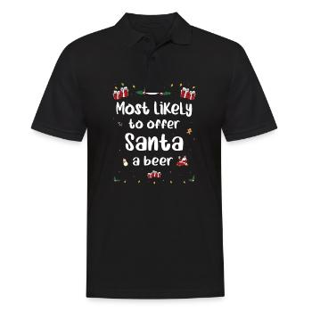 Most Likely To Offer Santa A Beer Funny Drinking - Men's Polo Shirt - black - Front - Kai (181cm)