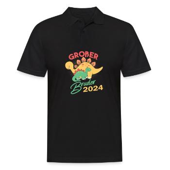 Geschenk zur Geburt für Bruder Geschwister Dino Di - Männer Poloshirt - Schwarz - Vorne - Kai (181cm)