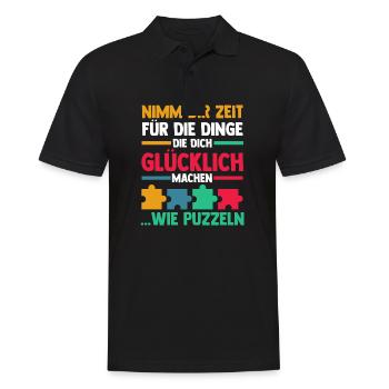 Puzzlefan Puzzler Puzzleteile Puzzle - Männer Poloshirt - Schwarz - Vorne - Kai (181cm)