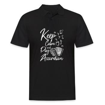 Keep calm and play accordion - Männer Poloshirt - Schwarz - Vorne - Kai (181cm)