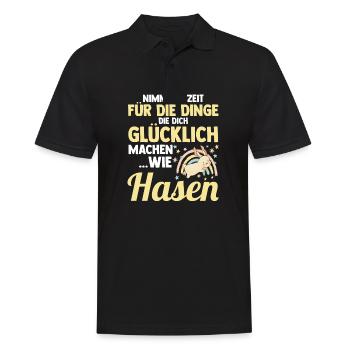 Kaninchen Hase - Männer Poloshirt - Schwarz - Vorne - Kai (181cm)