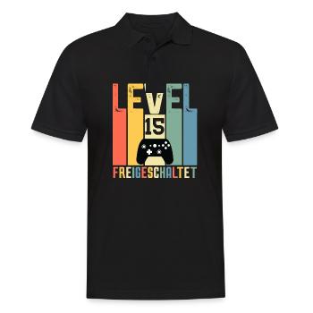Level 15 ist freigeschaltet Geburtstag 15 Jahre - Männer Poloshirt - Schwarz - Vorne - Kai (181cm)