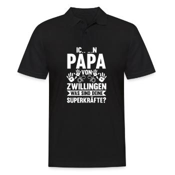 Vater Zwillingspapa Papa von Zwillingen - Männer Poloshirt - Schwarz - Vorne - Kai (181cm)