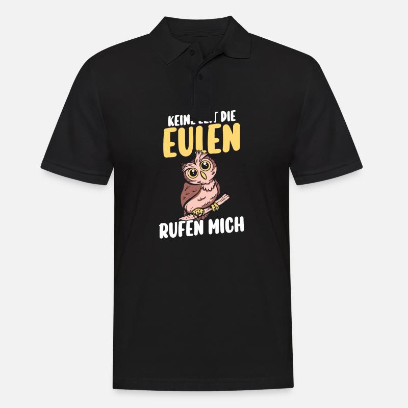 Eulen - Männer Poloshirt - Schwarz