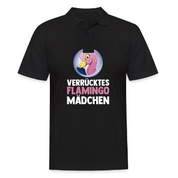 Verrücktes Flamingo Mädchen - Männer Poloshirt - Schwarz - Vorne - Kai (181cm)