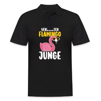 Verrückter Flamingo Junge - Männer Poloshirt - Schwarz - Vorne - Kai (181cm)