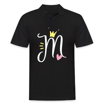 Buchstabe M Anfangsbuchstabe Krone - Männer Poloshirt - Schwarz - Vorne - Kai (181cm)
