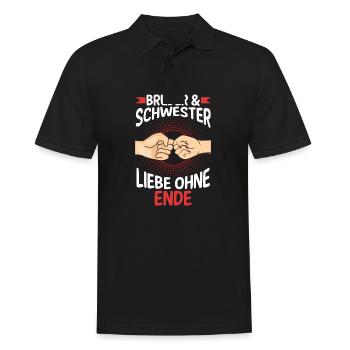 Geschwister Bruder und Schwester - Männer Poloshirt - Schwarz - Vorne - Kai (181cm)