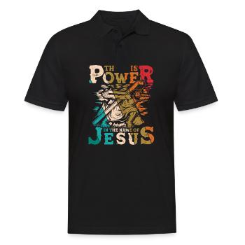 Power in the name of Jesus Vintage 1 Cross 3 - Men's Polo Shirt - black - Front - Kai (181cm)