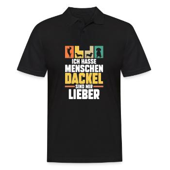 Hund Dachshund Dackel - Männer Poloshirt - Schwarz - Vorne - Kai (181cm)