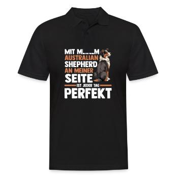 Australian Shepherd Hund Aussie - Männer Poloshirt - Schwarz - Vorne - Kai (181cm)