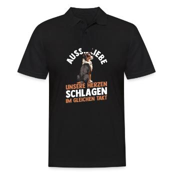 Australian Shepherd Hund Aussie - Männer Poloshirt - Schwarz - Vorne - Kai (181cm)