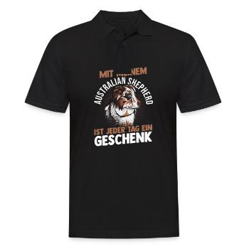Australian Shepherd Hund Aussie - Männer Poloshirt - Schwarz - Vorne - Kai (181cm)