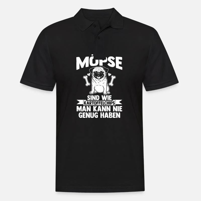 Hund Mops - Männer Poloshirt - Schwarz