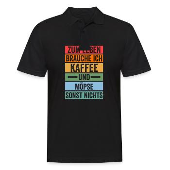 Kaffee Hund Mops - Männer Poloshirt - Schwarz - Vorne - Kai (181cm)