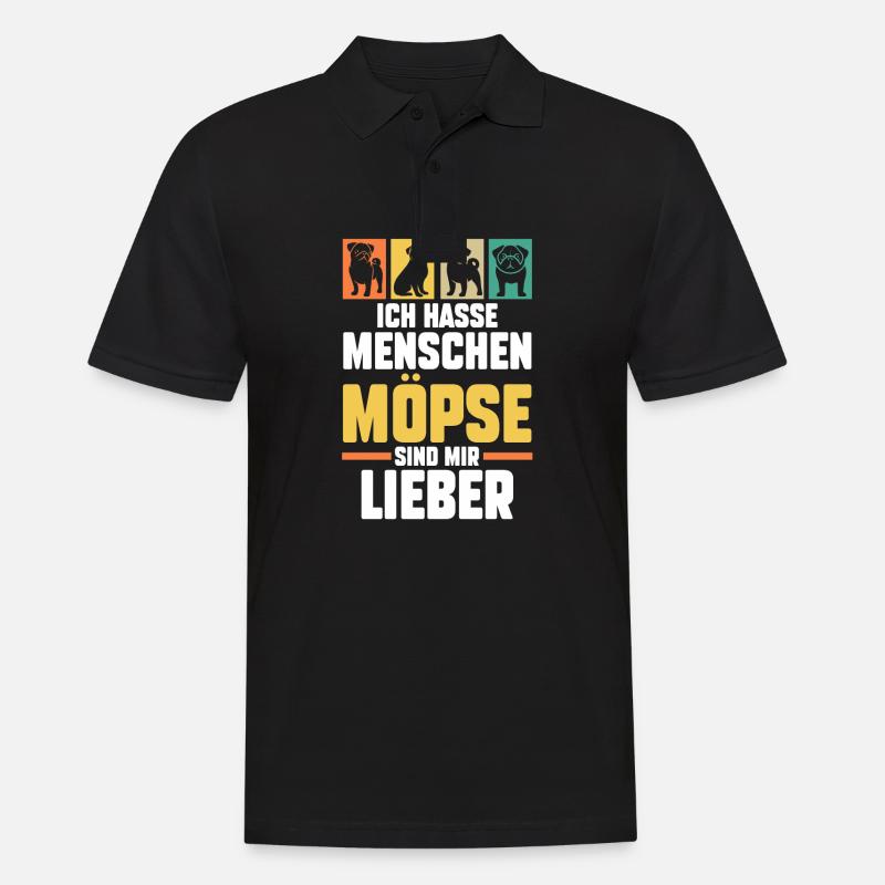 Mopsmama Hundemama Hund Mops - Männer Poloshirt - Schwarz