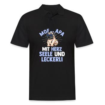 Mopspapa Hundepapa Hund Mops - Männer Poloshirt - Schwarz - Vorne - Kai (181cm)