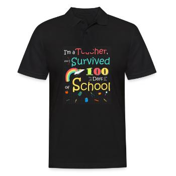 Happy 100th Day Of School Teacher Gift 100 Days - Men's Polo Shirt - black - Front - Kai (181cm)
