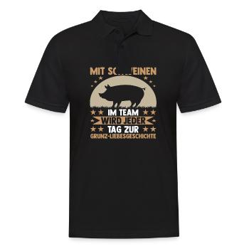 Schwein Schweinebauer Bauernhof Schweine - Männer Poloshirt - Schwarz - Vorne - Kai (181cm)