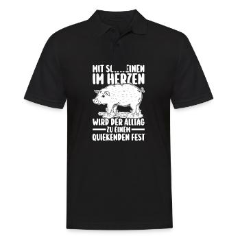 Schwein Schweinebauer Bauernhof Schweine - Männer Poloshirt - Schwarz - Vorne - Kai (181cm)