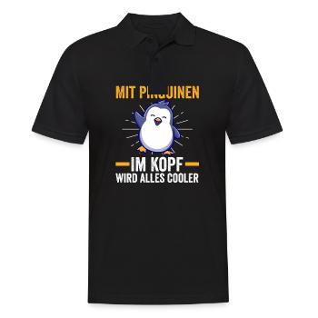 Süße Pinguin - Männer Poloshirt - Schwarz - Vorne - Kai (181cm)