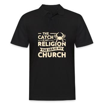 La pêche est ma religion, la mer est mon église - Polo Homme - noir - Devant - Kai (181cm)