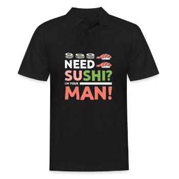 Need Sushi? I'm your man - Männer Poloshirt - Schwarz - Vorne - Kai (181cm)