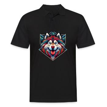 Chien Husky Sibérien - Polo Homme - noir - Devant - Kai (181cm)
