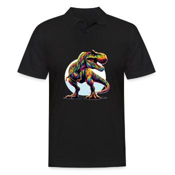 Tyrannosaurus Rex, Dinosaurier - Männer Poloshirt - Schwarz - Vorne - Kai (181cm)