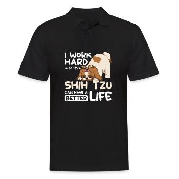 Je travaille dur pour que mon shih tzu puisse avoir une vie meilleure - Polo Homme - noir - Devant - Kai (181cm)