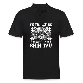 Je préfère être avec mon shih tzu - Polo Homme - noir - Devant - Kai (181cm)
