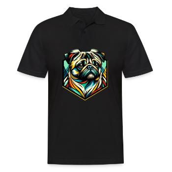 Pug Dog - Men's Polo Shirt - black - Front - Kai (181cm)