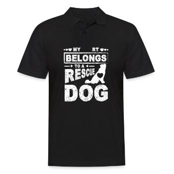 My heart belongs to a rescue dog - Männer Poloshirt - Schwarz - Vorne - Kai (181cm)