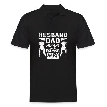 Husband dad animal rescuer hero - Männer Poloshirt - Schwarz - Vorne - Kai (181cm)