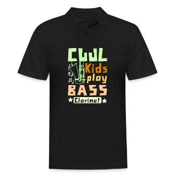 Pour les enfants, Cool Kids joue de la clarinette basse - Polo Homme - noir - Devant - Kai (181cm)