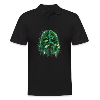Waldgeflüster Grün Tannenbaum Design - Männer Poloshirt - Schwarz - Vorne - Kai (181cm)