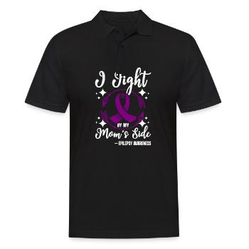 I fight by my mom's side, epilepsy awareness - Männer Poloshirt - Schwarz - Vorne - Kai (181cm)