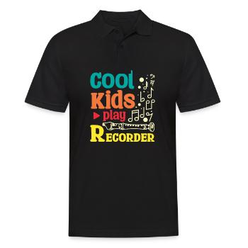 Pour les enfants Cool kids jouent à la flûte à bec - Polo Homme - noir - Devant - Kai (181cm)