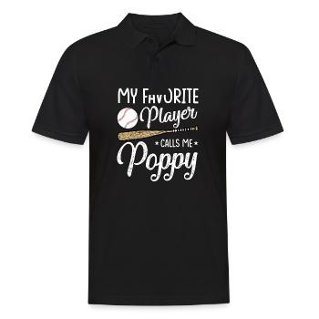 Baseball Mon joueur préféré m’appelle Poppy Grandpa - Polo Homme - noir - Devant - Kai (181cm)