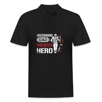 Husband dad firefighter hero - Men's Polo Shirt - black - Front - Kai (181cm)