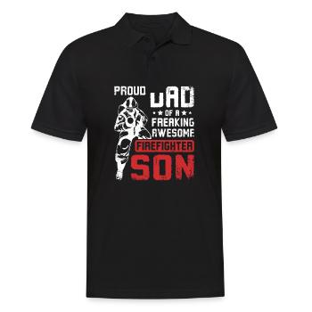 Proud dad of an awesome firefighter son - Men's Polo Shirt - black - Front - Kai (181cm)