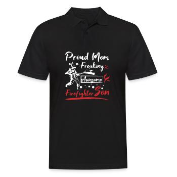 Proud mom of an awesome firefighter son - Männer Poloshirt - Schwarz - Vorne - Kai (181cm)