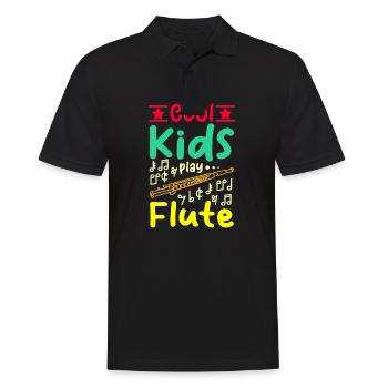 For children, cool kids play flute - Men's Polo Shirt - black - Front - Kai (181cm)
